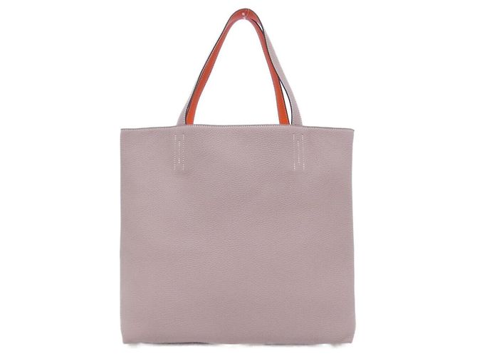 Hermès Bolsa Hermes Double Sens 45cm Bege Laranja