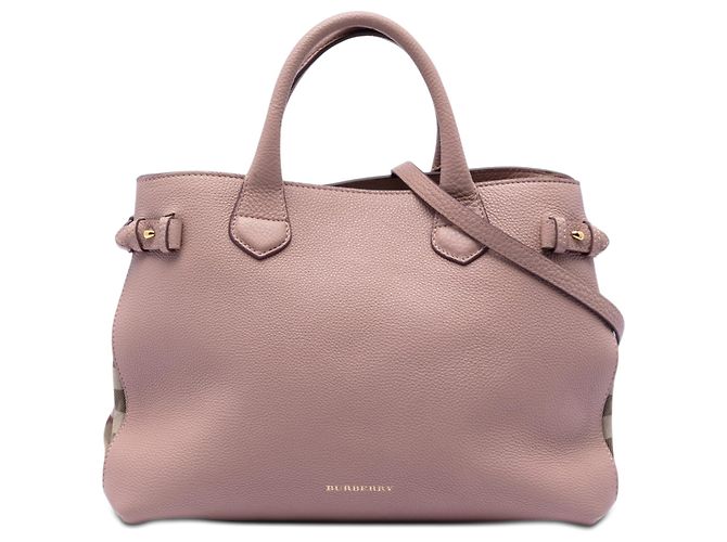 Borsa a tracolla Burberry Pink Medium in pelle di vitello e House Check Rosa