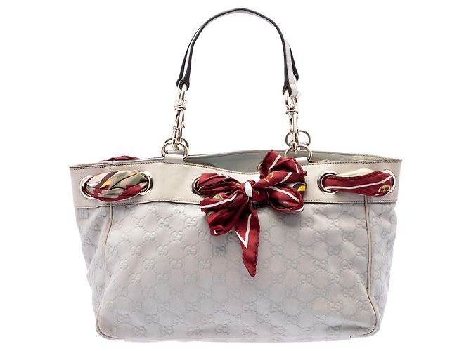 Gucci Guccissima Positano Tote in Weiß, Größe Medium