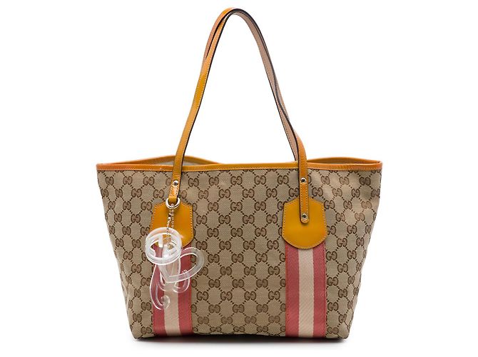 Gucci Beige GG Canvas Web Jolie Tote