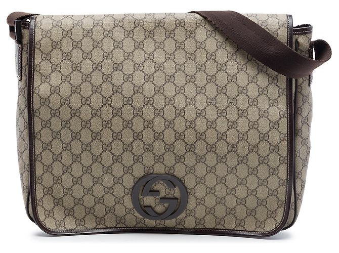Borsa Messenger Gucci Beige Large GG Supreme Interlocking G