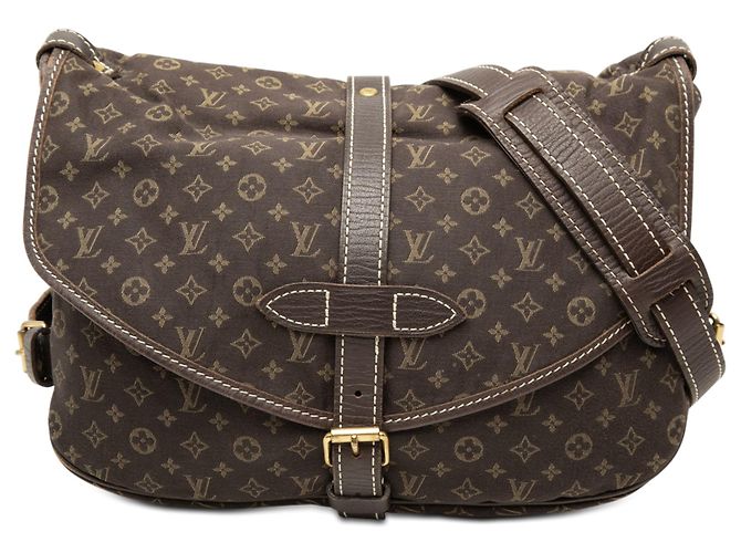 Louis Vuitton Marrón Monogram Mini Lin Saumur 30 Castaño Marrón oscuro