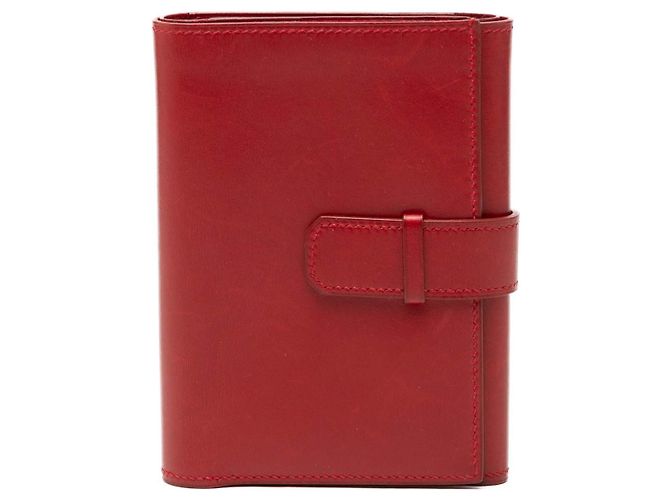 Cartera compacta Hermès en piel Box Calf rojo Roja