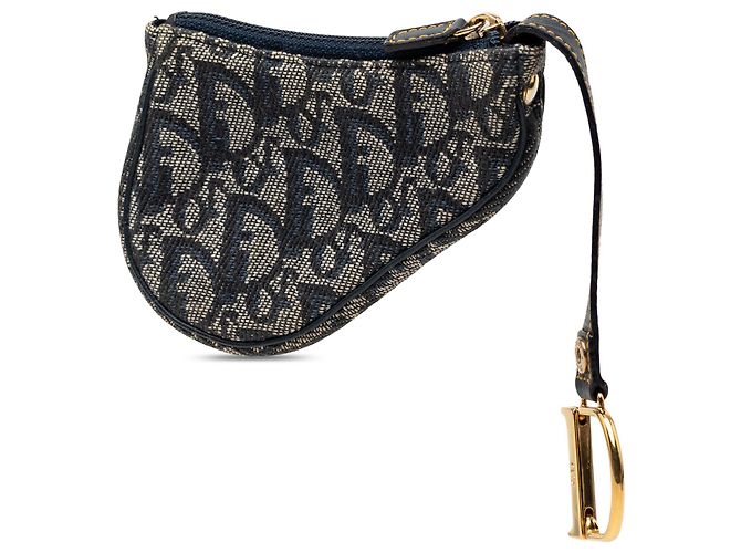 Portefeuille à pièces Dior Blue Diorissimo Trotter Saddle de Dior Bleu Bleu Marine