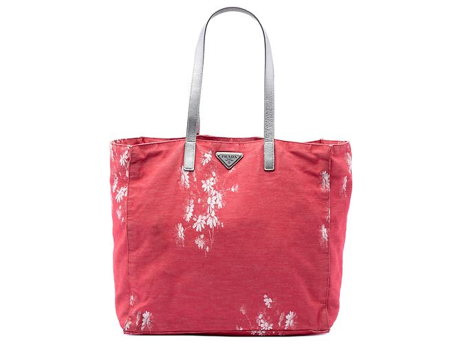 Prada Pink Floral Printed Canvas Tote