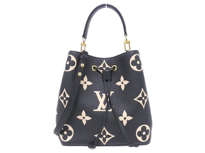 Néonoé Borsa a tracolla Louis Vuitton Bicolor Monogram Empreinte Neo Noe MM M45497 Nero Beige