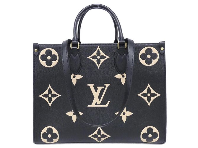 Louis Vuitton Bicolor Monogram Empreinte OnTheGo MM Handtasche Schwarz Beige