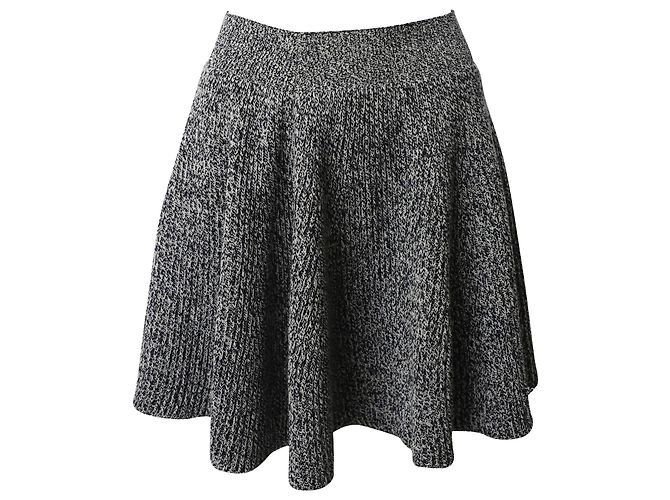 Mini saia de malha Alexander McQueen em lã cinza