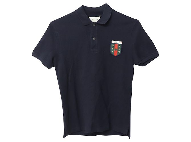 Polo Gucci Web Crest Logo in cotone nero Blu