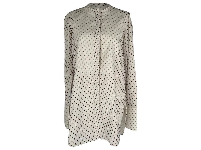 Céline Camisa de manga longa Celine em algodão branco com poás suíços