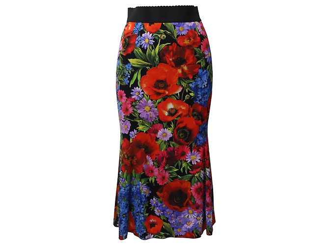 Falda midi Dolce & Gabbana en seda con estampado floral