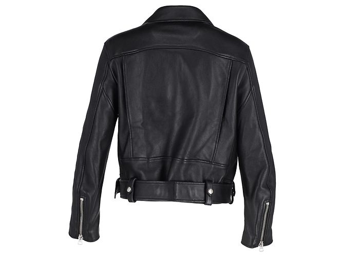 Chaqueta biker con cremallera Acne Studios en cuero negro