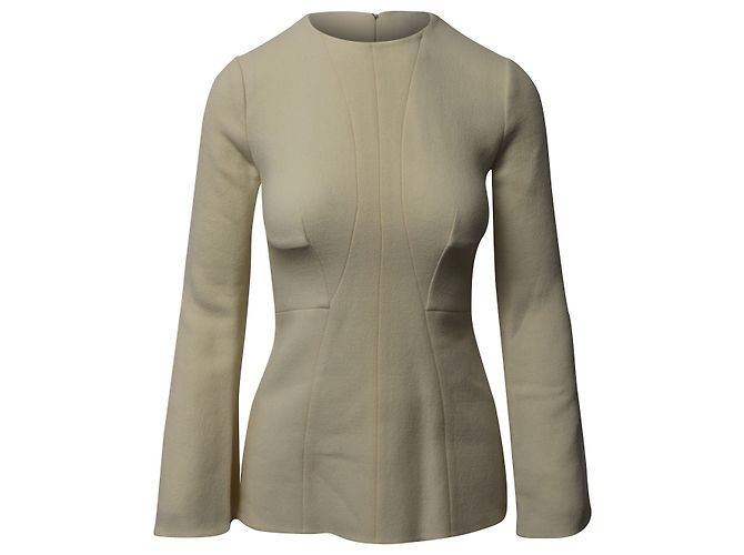 Stella Mc Cartney Top Peplum em lã creme Stella McCartney Branco Cru