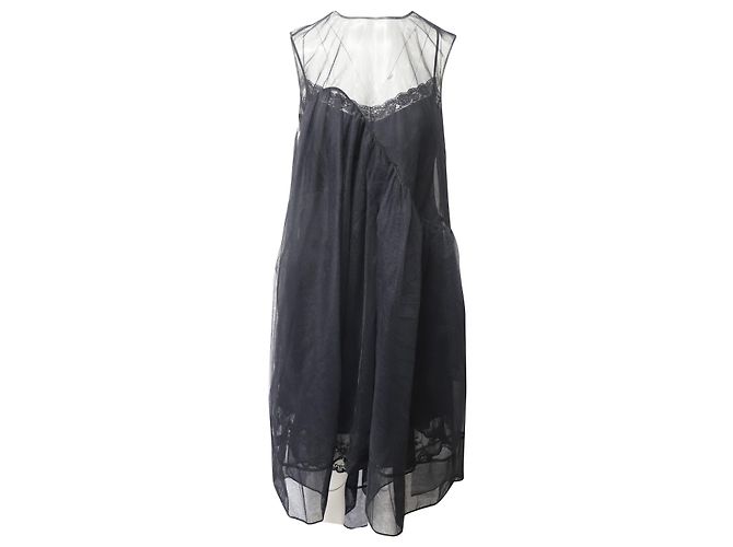 Simone Rocha Overlay Mesh Baby Doll Kleid aus schwarzer Seide