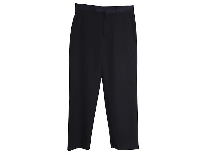 Pantaloni in lana neri con logo Triangle Prada Nero