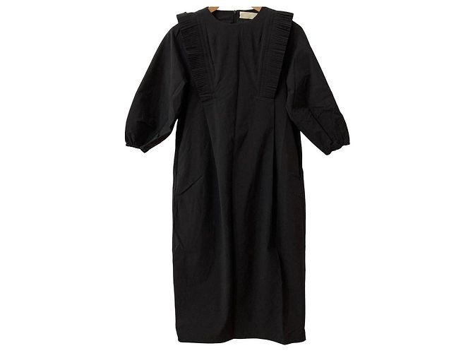 Autre Marque MARILYN MOON Tuck Frill Kleid Schwarz