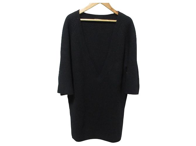 Chloé Chloe Strickkleid aus Kaschmir mit V-Ausschnitt Schwarz