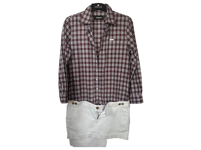 Set con camicia a quadri e gonna bianca Dsquared2 Bianco Rosso Blu Verde