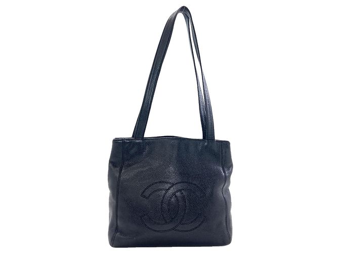 Bolsa Tote Chanel Coco Mark com ferragens douradas Preto