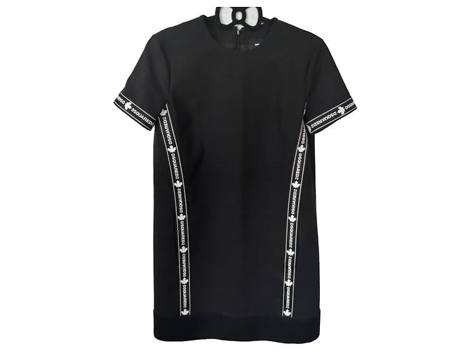 Schwarzes Kleid von Dsquared2 mit Logo-Tape