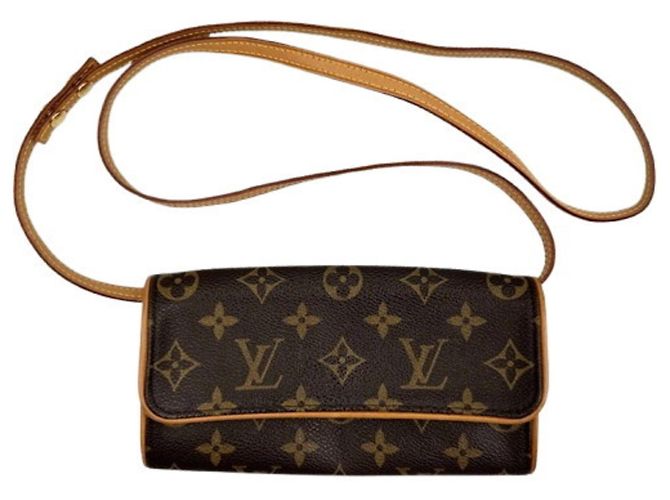 Borsa a Spalla Louis Vuitton Monogram Pochette Twin PM M51854 Marrone