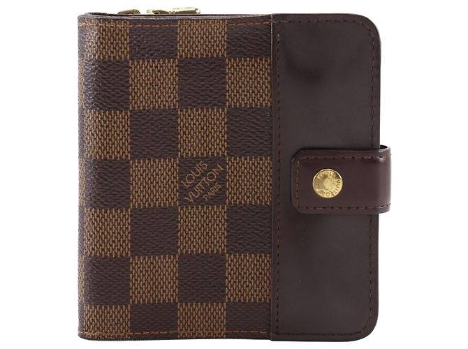 Cartera plegable compacta Louis Vuitton en lona Damier Castaño