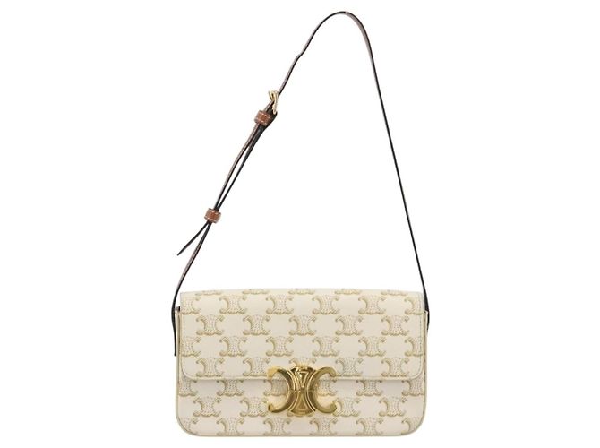 Céline Bolsa Celine Triomphe Strap monogram canvas Branco