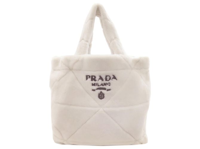 Tote Sacote de shearling acolchoado Prada Branco