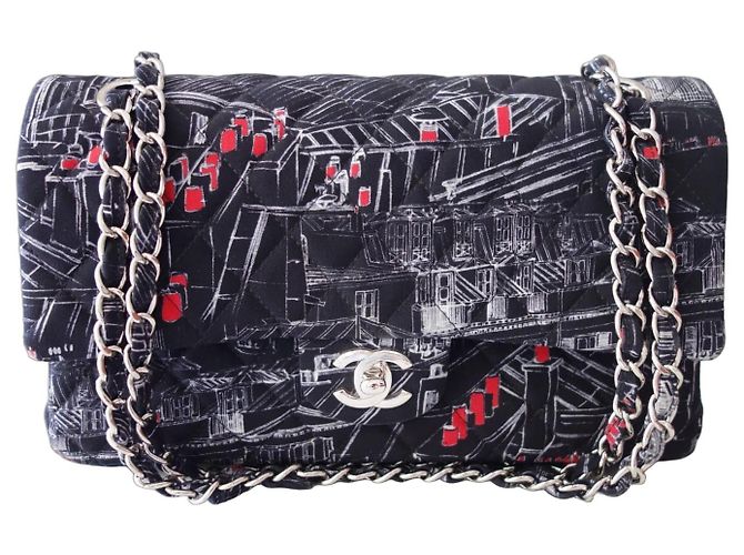 Timeless Borsa Chanel Classic medium Nero Rosso Multicolore 