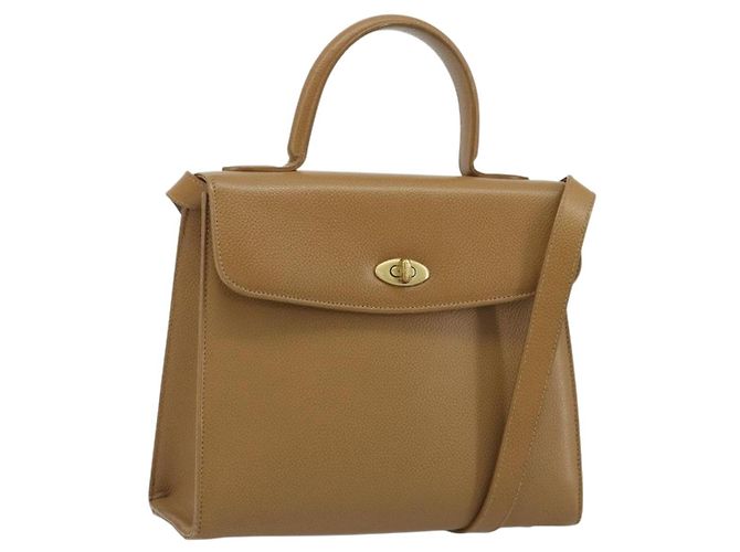 Borsa Coach in Pelle 2way Marrone Oro Auth gh2221 D'oro