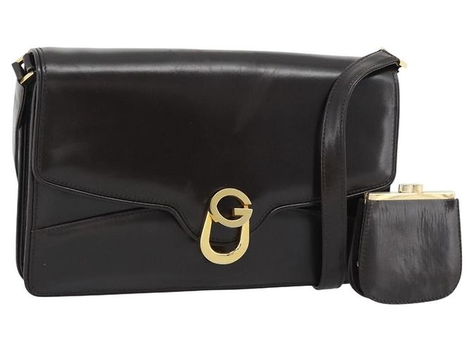 Bolsa de Ombro GUCCI em Couro Marrom Ouro Auth mr2650 Dourado
