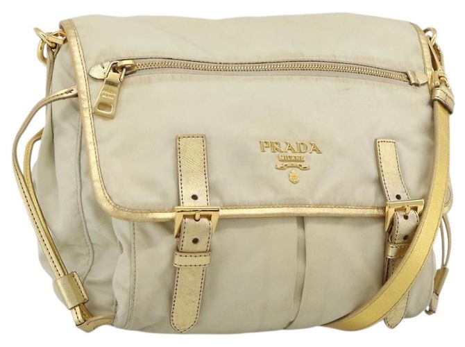 Borsa a Spalla PRADA Nylon Oro Autentica mr2696 D'oro
