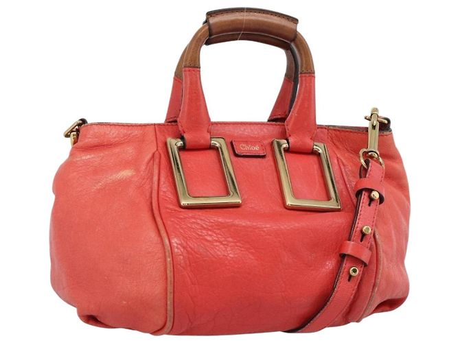 Chloé Borsa Chloe Etel in Pelle 2way Rosso Oro Auth BA13902 D'oro