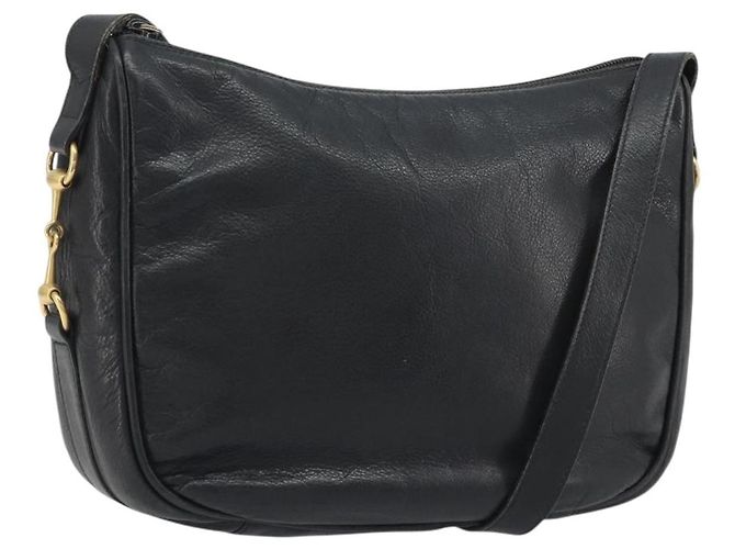 Borsa a Spalla GUCCI Horsebit in Pelle Nera e Oro Auth 186667 Nero D'oro