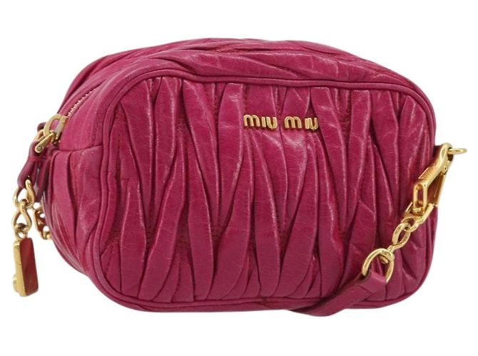 Bolsa de Ombro Miu Miu Matelassé em Couro Rosa Ouro Auth 190334A