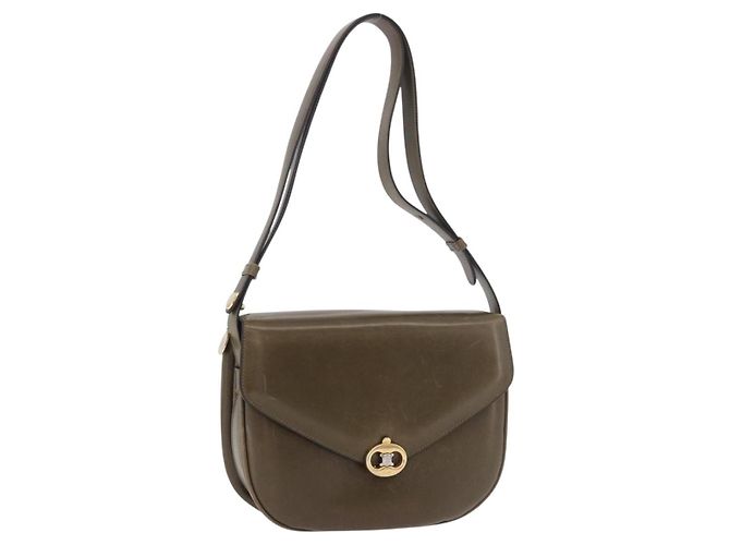 Céline Borsa a Spalla CELINE in Pelle Verde Oro Auth 190980 D'oro
