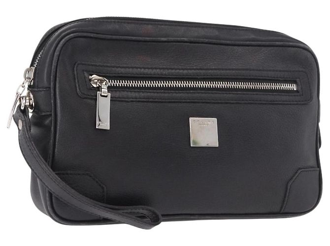 Céline Clutch CELINE in pelle nera argento ka5153 Nero