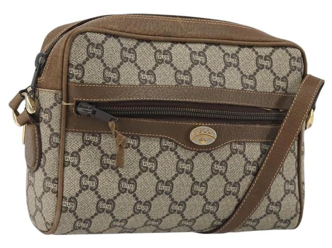 Borsa a tracolla GUCCI GG Plus Supreme PVC Beige Oro Auth bs36024 D'oro