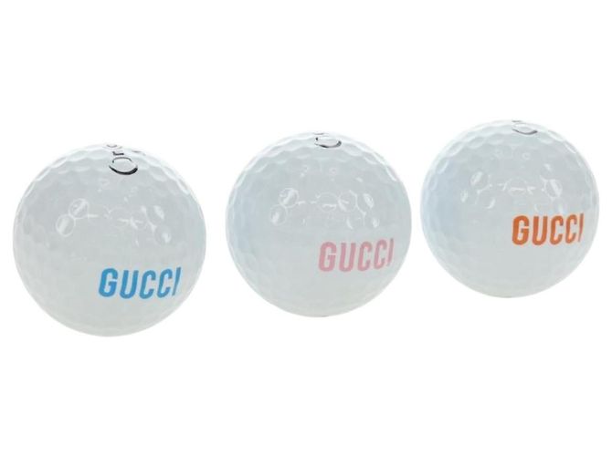 GUCCI Golf Ball Set Rubber White Auth bs36003M