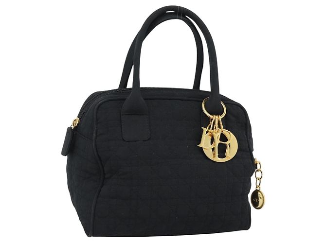 Borsa Christian Dior Canage in tela nera e oro Auth 190803 Nero D'oro