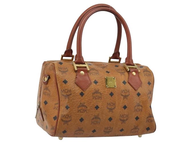 Bolsa MCM Vicetos em PVC e couro marrom dourado Auth BA13884
