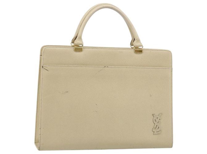 SAINT LAURENT Handtasche Leder Gold Beige Auth gh097A Golden