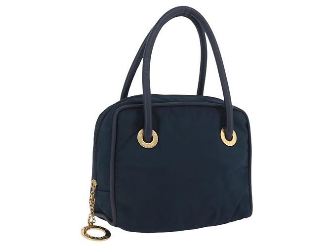 Céline Borsa a mano CELINE Circle Nylon Navy Gold Auth BSZ650 D'oro Blu navy