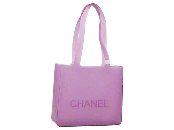 CHANEL Tote Bag Gummi Lila CC Authentisch 183664