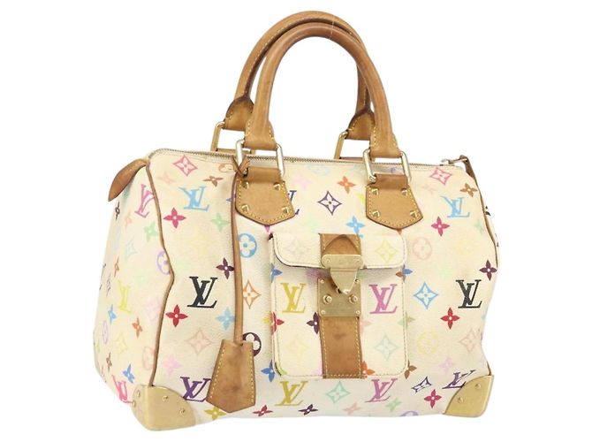 LOUIS VUITTON Monogram Multicolor Speedy 30 Borsa Bianca Bron M92643 LV Auth 171774 Bianco Bronzo