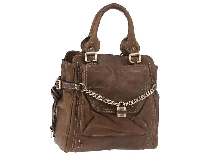 Chloé Borsa Chloe Paddington in pelle marrone oro Auth 190982 D'oro