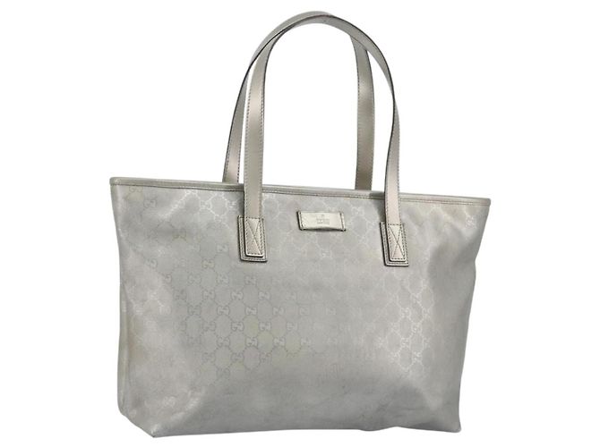 Borsa Tote GUCCI GG implementation PVC Argento 211137 Auth 190504A