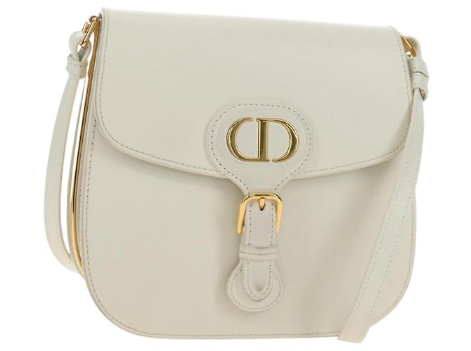 Borsa a Spalla Christian Dior Bobby Pelle Bianca e Oro Auth 189798M Bianco D'oro