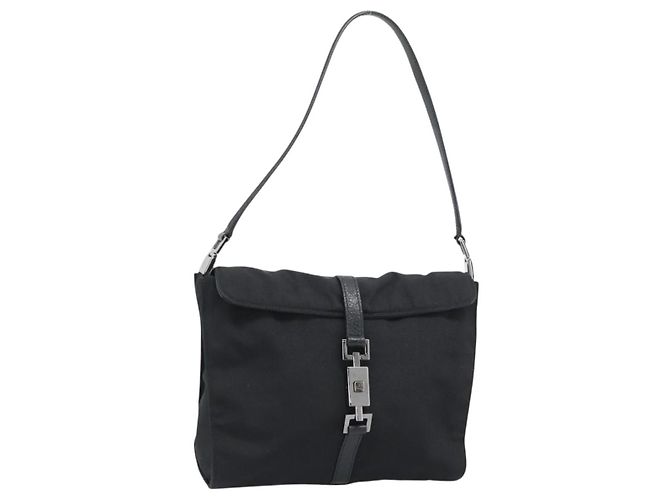 Borsa GUCCI Nylon Nero Argento 001 3734 Auth mr2639