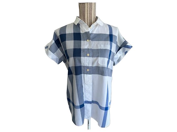 Camicia Burberry Brit a quadri blu e bianchi Bianco
